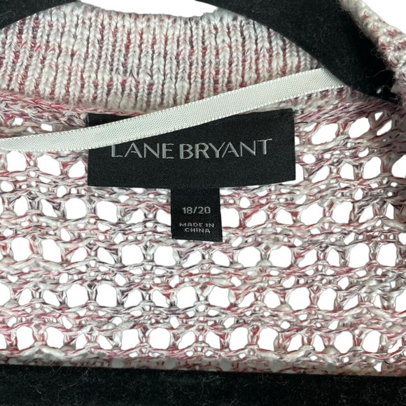 Lane Bryant Pink & White Marled Open Knit Long Cardigan Sweater Size 18/20 - Picture 3 of 5